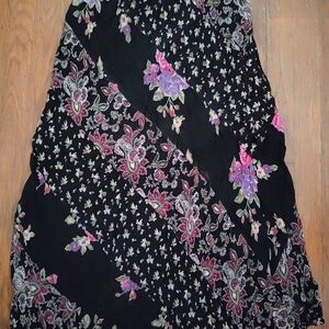 Temptations Black and Purple Floral A-Line Skirt